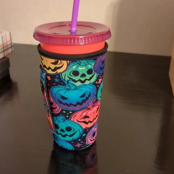 Halloween Pumpkins Tumbler Sleeve with Handle - Picture 4 of 8